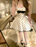 Cute A Line Strap Bow Polka Dot Satin Short Homecoming Dress Cocktail Dress HZ1023