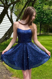 Backless Short Navy Blue Prom Dresses, Formal Homecoming Dresses HZ1023