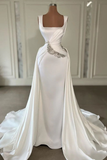 Gorgeous Sheath Train Bridal Wedding Dresses Gowns White Formal Prom Dresses HZ1023