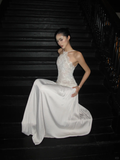Stunning A Line Halter Lace Satin Open Back Prom Dress Evening Dress Formal Gown HZ1023
