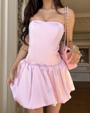 Pink Strapless Short Prom Dress Cute Homecoming Dress HZ1023
