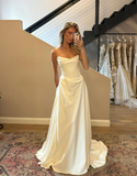 Charming Ball Gown Strapless Satin Long Wedding Dress HZ1023