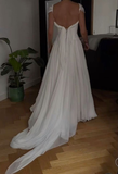 Beautiful White Chiffon A Line Prom Dress Wedding Dress HZ1023