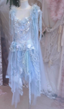 Baby Blue A Line Straps Floral Beaded Tulle Short Prom Dress 16th Birthday Dress HZ1023