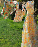 Unique Print Floral A Line Off the Shoulder Chiffon Long Prom Dress Party Dress HZ1023