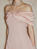 Princess Pink A Line Off the Shoulder Satin Short Outfit Party Dress Homecoming Dress Birthday Dress HZ1023