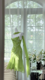 Romantic Green Exquisite Beaded Short Chiffon Homecoming Dress Evening Dress Birthday Party Dress HZ1023