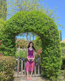 Pretty Purple A Line Straps Print Floral Chiffon Party Dress Date Dress Outfits HZ1023