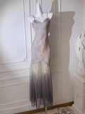 Stunning Mermaid Spaghetti Strap Satin Tulle Prom Dress Evening Dress HZ1023