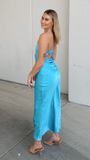 Strapless Light Blue Long Prom Dress Party Evening Gown HZ1023