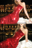 Sexy Red Sheath Halter Sequin Open Back Prom Dress Party Dresses HZ1023