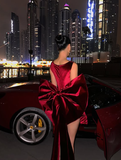 Burgundy Bow Sheath Round Neck Velvet Mini Homecoming Dress Birthday Dress HZ1023