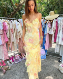 Lovely Yellow Ruffles Long Prom Dress Evening Dress HZ1023