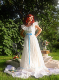 Princess A Line Off the Shoulder Embroidered White Tulle Party Dress Evening Dress HZ1023