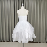 Lovely White Tulle V-Neck Short Party Dress,Homecoming Dress HZ1023