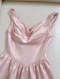 Gentle Pink A Line Straps Pleated Satin Homecoming Dress HZ1023