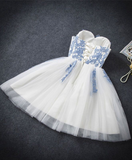 A-line Blue Sweetheart Strapless Appliques Homecoming Dresses HZ1023