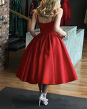Red Popular Sweetheart Midi Homecoming Dress HZ1023
