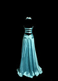 Vintage A line Halter Blue 1950s Retro Classy Satin Long Prom Dresses Party Dress 21st Birthday Outfits Graduation Dresses HZ1023