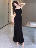 Sexy Spaghetti Straps Black Mermaid Prom Dress HZ1023