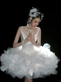 Cute A Line Strapless White Satin Tulle Short Party Dress Birthday Dress HZ1023