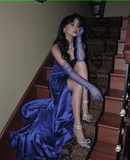 Sweetheart Satin Slit Prom Dress Royal Blue 21th Birthday Outfits HZ1023