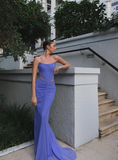 Purple Flowy Mermaid Strapless Corset Chiffon Prom Dress Party Dress HZ1023