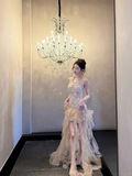 Exquisite Gorgeous A Line Halter Rhinestone Tulle Prom Dress Evening Dress Formal Gown HZ1023