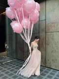 Pink Flowy Charming A Line Sweetheart Neck Sequin Tulle Long Prom Dress Formal Dress HZ1023