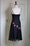 Gorgeous Black Prom Dress With Flowers Birthday Outfits Evening Dress HZ1023