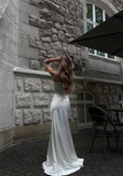 Classy Mermaid Sweetheart Neck White Satin Long Prom Dress Wedding Dress HZ1023