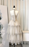 Cute A Line Halter Layered Polka Dot Tulle Party Dress Wedding Guest Dress HZ1023
