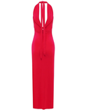 Sexy Sheath Halter Red Satin Long Prom Dress Evening Dress HZ1023