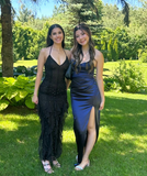 Black Exquisite Beaded Ruffle Flowy Chiffon Formal Party Dress Prom Dress Date Dress HZ1023