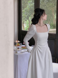 Sexy A Line Long Sleeves White Prom Dress HZ1023