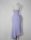 Vintage A Line Spaghetti Strap Beaded Lilac Chiffon Evening Dress Party Dress HZ1023