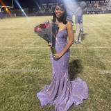 Purple Sequin Mermaid Long Prom Dress Evening Dress HZ1023