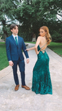 Green Slit Prom Dresses Long Evening Dresses HZ1023