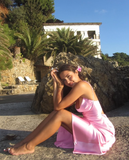 Pink Spaghetti Strap Long Prom Dress HZ1023