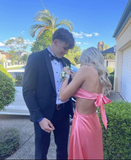 Charming Pink Sweetheart Backless Long Prom Dress HZ1023