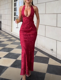 Chic Deep V Neck Mermaid Print Prom Dress Burgundy Evening Dress HZ1023
