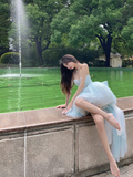 Baby Blue A Line Sweetheart Neck Tulle Short Homecoming Dress Birthday Dress with Bow HZ1023