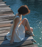 Simple A Line Straps Ivory Satin Short Homecoming Dress Birthday Dress HZ1023