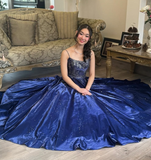 Luxurious Satin Beaded Long Prom Dress Evening Dress HZ1023