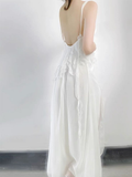Sexy White Chiffon Long Prom Dress Slit Evening Dress HZ1023