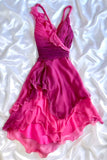 Pink Ombre A Line Straps Layered Ruffle Chiffon Homecoming Dress Outfits HZ1023