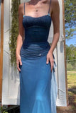 Sexy Sheath Spaghetti Straps Blue Ombre Chiffon Evening Dress Party Dress HZ1023
