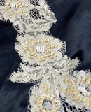 Vintage Mermaid Spaghetti Strap Appliques Black Chiffon Satin Party Dress HZ1023