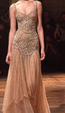 Stunning Mermaid Spaghetti Strap Exquisite Beaded Tulle Prom Dress Wedding Guest Dress HZ1023
