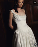 Classic Simple A Line Straps Satin Prom Dress Wedding Dress HZ1023